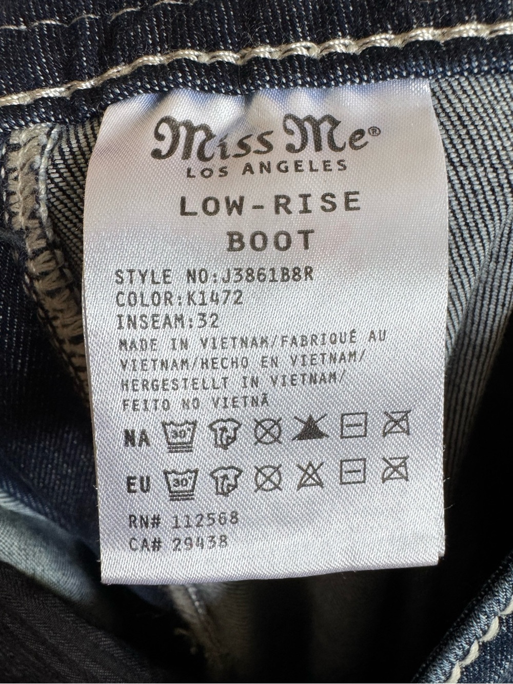 Miss Me Dark Blue Bootcut Jeans with Embroidered Pockets Plus Size - Picture 5 of 6
